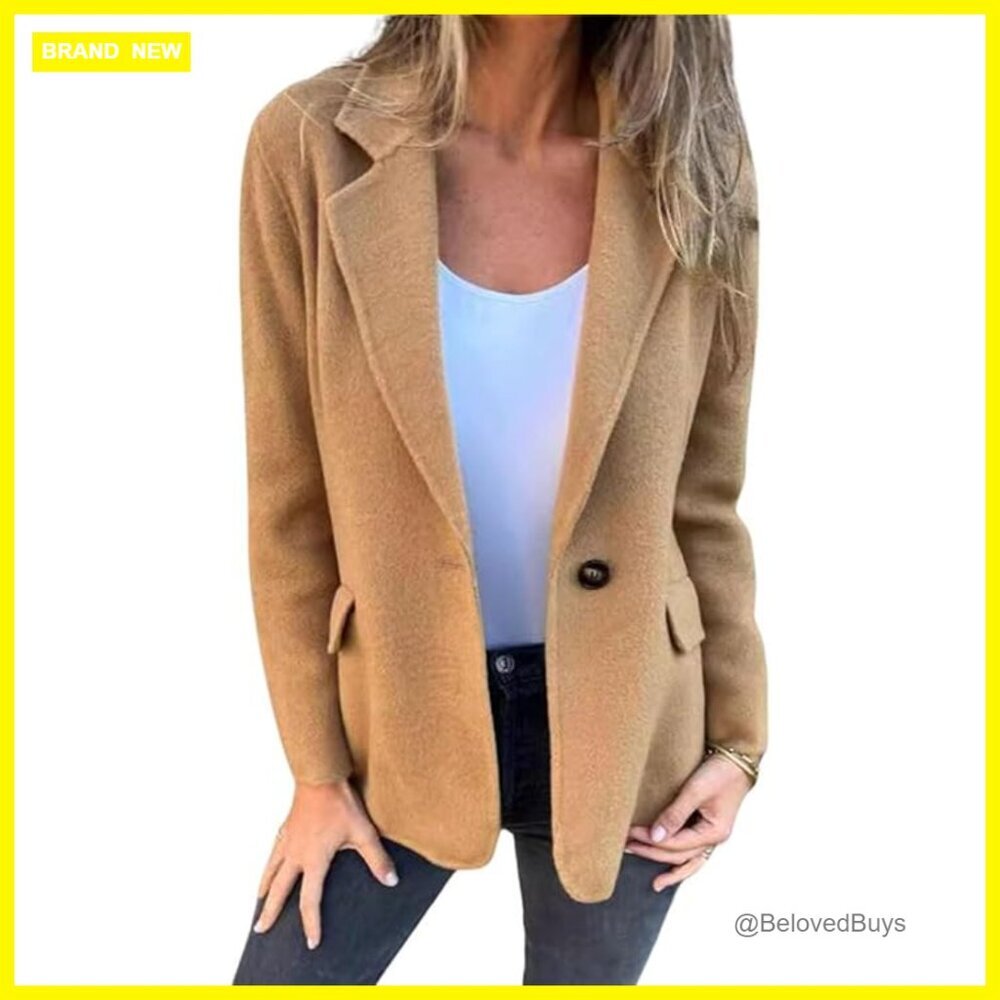Wool Blend Blazer Short Pea Coat Business Office Regular Fit Jacket